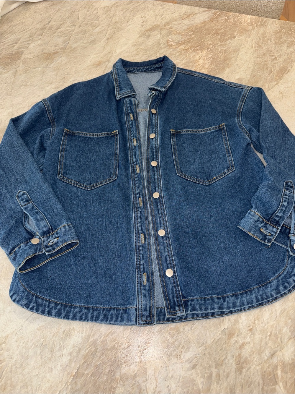 Classic Blue Denim Button-Front Jacket
